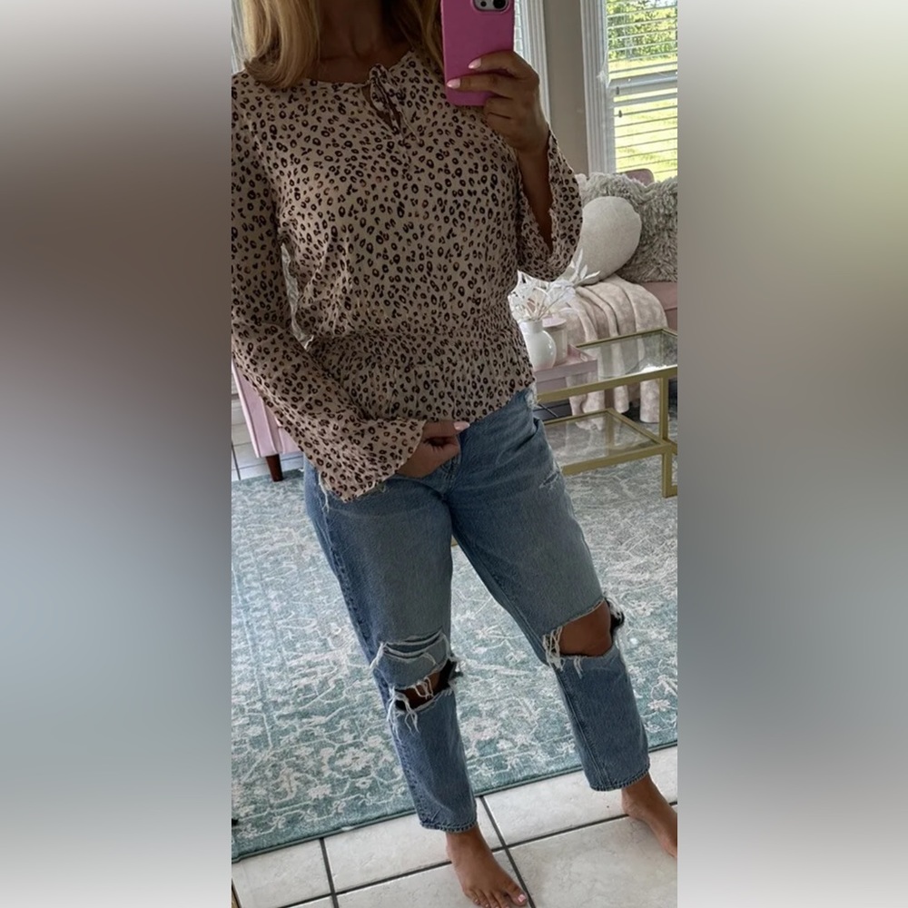 Sage The Label Leopard Blouse Top Bell Sleeve XS Rebel Heart